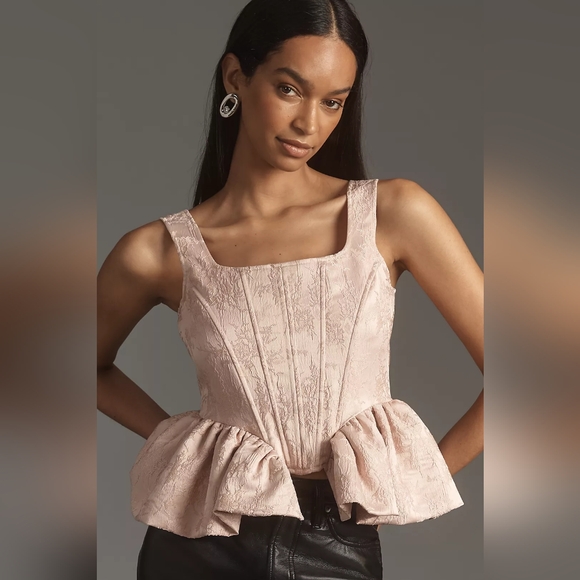 Anthropologie Tops - NWT Anthropologie Siempre The Label Side-Peplum Corset, Pink Size L